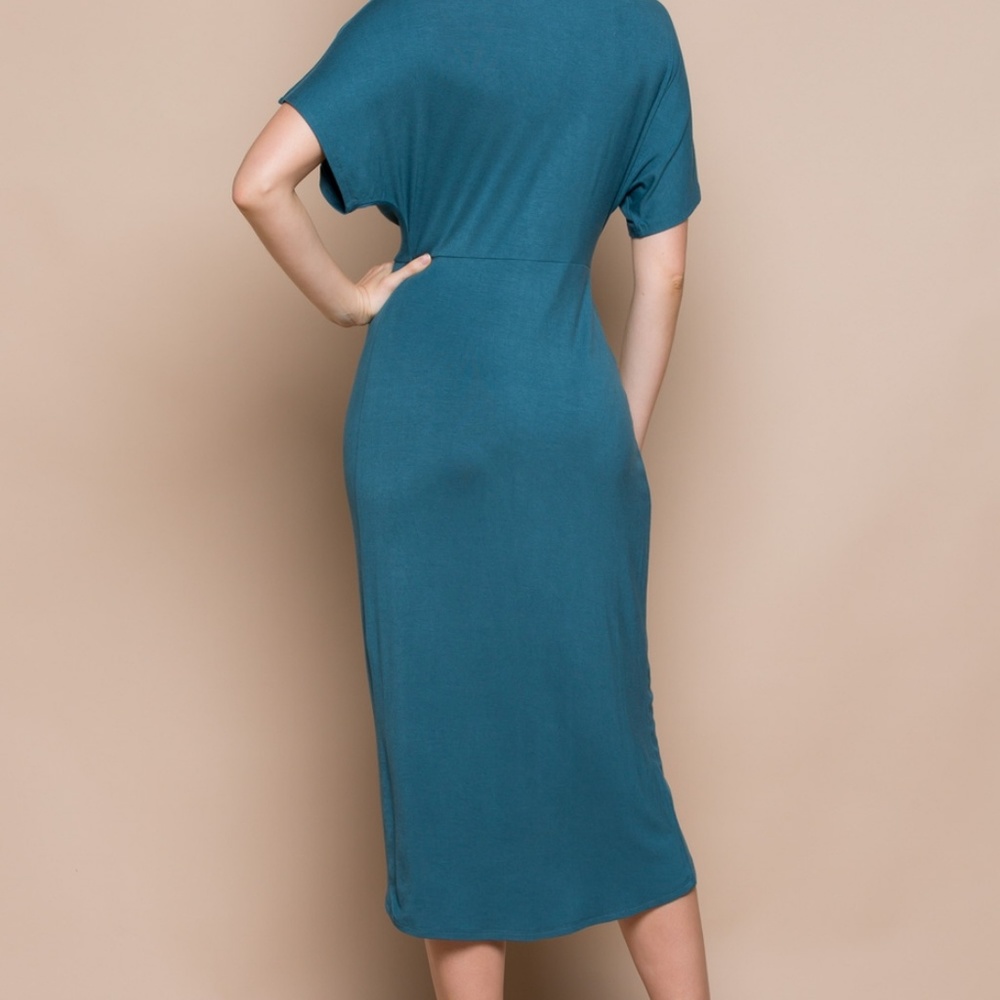Teal Twisted Wrap Dress - Picture 7 of 7